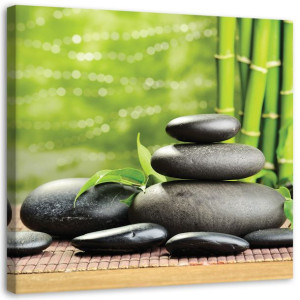 OBRAZ NA PŁÓTNIE Bambus Kamienie Zen Spa 40x40
