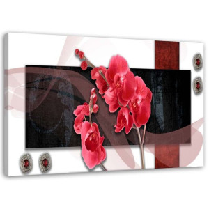 OBRAZ NA PŁÓTNIE Orchidea Czerwona 120x80