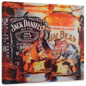 OBRAZ NA PŁÓTNIE Butelka Whisky 60x60