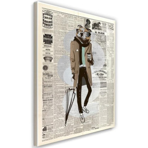 OBRAZ NA PŁÓTNIE Gazeta Retro Pies 40x60