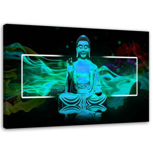 OBRAZ NA PŁÓTNIE Buddha Abstrakcja Turkusowy 100x70