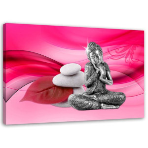 OBRAZ NA PŁÓTNIE ZEN Buddha na różowym tle 90x60