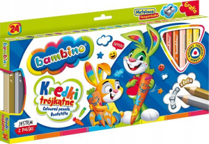 Kredki Trójkątne Drewniane Bambino 24 Kolorów Zoo