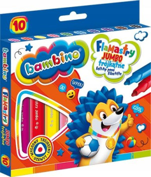 Flamastry Trójkątne Jumbo Bambino Grube 10 Kolorów