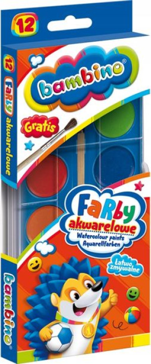 Farby Akwarelowe Bambino 12 Kolorów Szkoła Szkolne