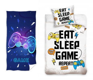 Pościel 160x200 Gamer Game Ręcznik 70x140 Zestaw