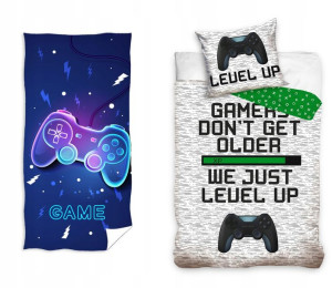 Pościel 140x200 Gamer Game Ręcznik 70x140 Zestaw