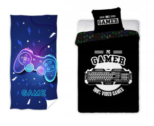 Pościel 140x200 Gamer Game Ręcznik 70x140 Zestaw