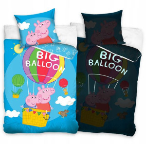 Pościel 160x200 Świecąca Świnka Peppa Pig Bawełna