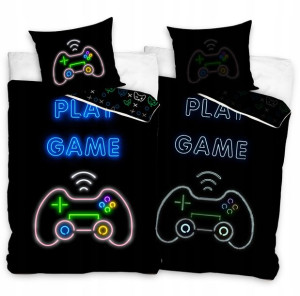 Pościel 140x200 Dziecięca Gamer Gamerska Świecąca
