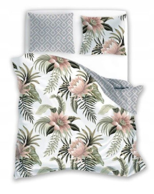 Pościel Bawełniana 200x220 Monstera Kwiaty Palmy