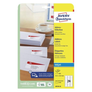 Etykiety adresowe białe Avery 25xA4 63,5x33,9mm