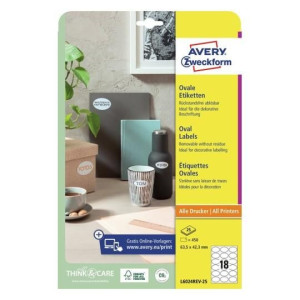 Etykiety Avery 25xA4 63,5x42,3mm białe owalne