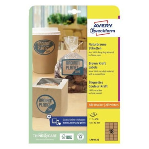 Etykiety na produkty Avery 25xA4 62x42mm brązowe