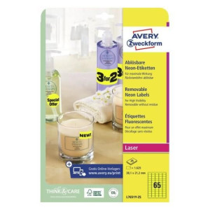 Etykiety neonowe Avery 25xA4 38,1x21,2mm żółte