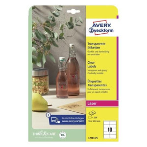 Etykiety przezroczyste Avery 25xA4 96x50,8mm
