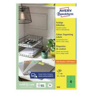 Etykiety trwałe Avery 100xA4 105x148mm zielone