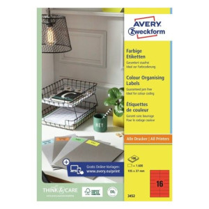 Etykiety trwałe Avery 100xA4 105x37mm czerwone