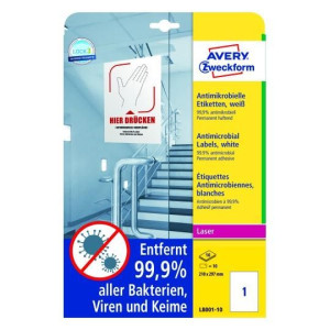 Folia Antywirusowa Avery 10xa4 210x297mm Białe