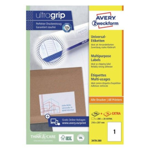 Trwałe etykiety Avery A4 220ark 210x297mm białe