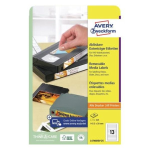 Usuwalne etykiety Avery 25xA4 147,3x20mm białe