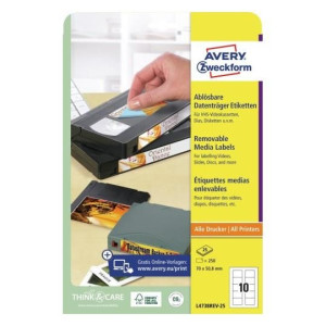 Usuwalne etykiety Avery 25xA4 70x50,8mm białe
