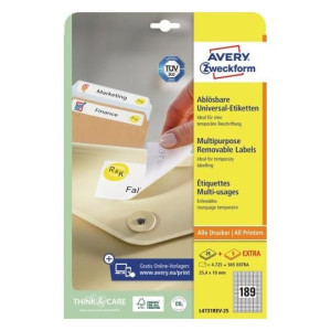 Usuwalne Etykiety Avery Zweckform 25,4x10mm