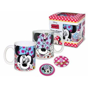 Kubek z nadrukiem Myszki Minnie + dwa magnesy pojemność 350 ml