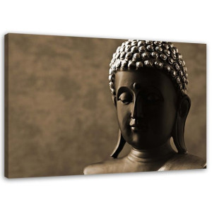 OBRAZ NA PŁÓTNIE Posąg Buddha brązowy 60x40