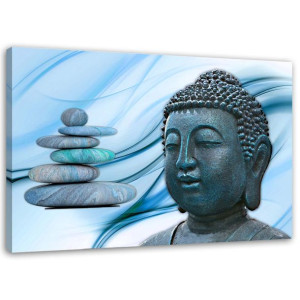 OBRAZ NA PŁÓTNIE Buddha Kamienie niebieski 60x40