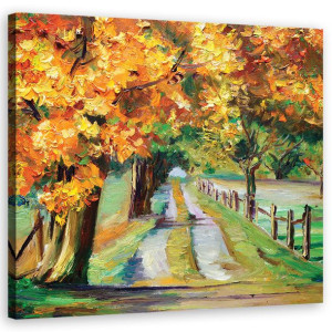 OBRAZ NA PŁÓTNIE Jesień Park Malowany 40x40