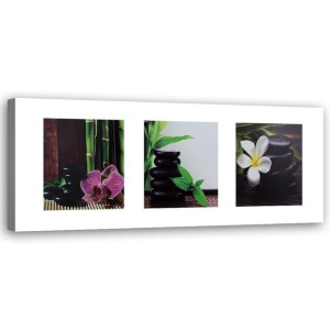 OBRAZ NA PŁÓTNIE Orchidea Zen Kamienie Spa 90x30