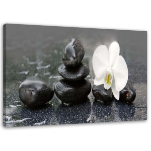 OBRAZ NA PŁÓTNIE Orchidea Kamienie Zen Spa 120x80