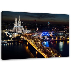 OBRAZ NA PŁÓTNIE Kolonia Katedra most noc 60x40