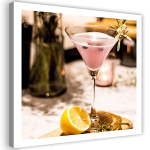 OBRAZ NA PŁÓTNIE Różowy Drink Koktajl 30x30