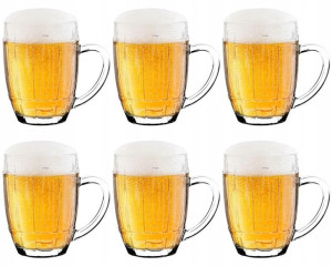 SZKLANY KUFEL na do piwa napoje z uchem 6 x 520 ml