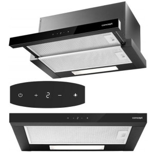 Szklany Okap Teleskopowy 60 cm CONCEPT CZARNY
