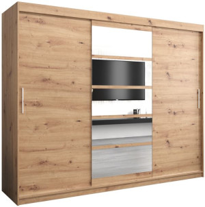 Szafa przesuwna ROMA 1 250cm, sonoma, artisan, czarny, biały