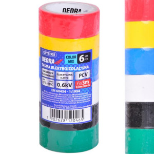 Dedra Zestaw Taśm Elektroizolacyjnych Pvc Mix Kolorów 3mx19mm 6szt/opak