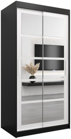 Szafa przesuwna ROMA 2 100cm, sonoma, artisan, czarny, biały