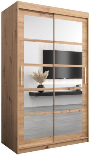 Szafa przesuwna ROMA 2 120cm, sonoma, artisan, czarny, biały