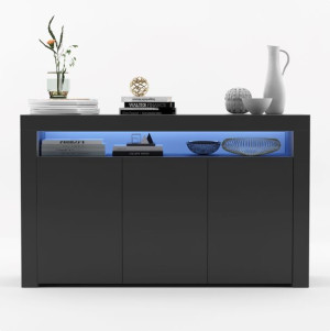 Komoda RTV szafka RTV LED biały Grafit wysoki połysk 152 cm