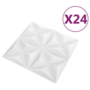 Panele ścienne 3D, 24 szt., 50x50 cm, białe origami, 6 m²