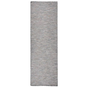 Dywan zewnętrzny o płaskim splocie, 80x250 cm, brązowo-czarny