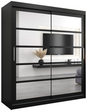 Szafa przesuwna ROMA 2 180cm, sonoma, artisan, czarny, biały
