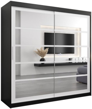 Szafa przesuwna ROMA 2 200cm, sonoma, artisan, czarny, biały