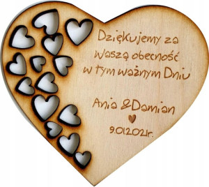 Podziękowanie pamiątka ślub wesele magnes serce