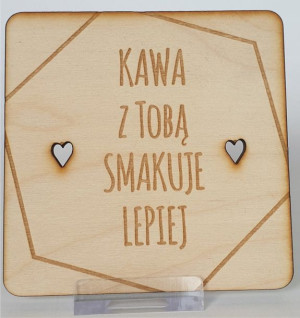 Podkładki pod kubek 10x10cm drewno nadruk kawa z