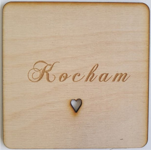 Podkładki pod kubek 10x10cm drewno nadruk kocham