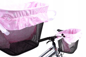 WKŁADKA DO KOSZYKA ROWEROWEGO różowa w gwiazdki